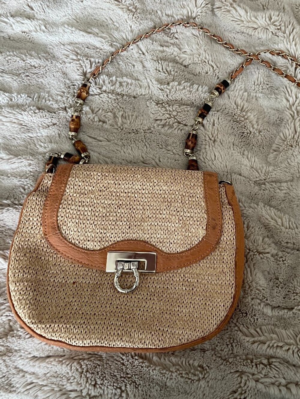 Elaine Turner leather woven crossbody purse